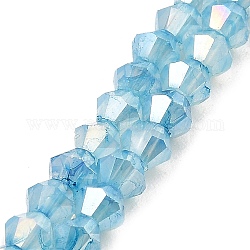 Chapelets de perles en verre imitation jade, de couleur plaquée ab , facette, Toupie, bleu profond du ciel, 4.5x4mm, Trou: 1mm, Environ 89~100 pcs/chapelet, 13.31''~14.25'' (33.8~36.2 cm)