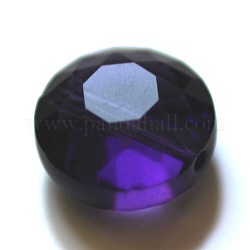 Perles d'imitation cristal autrichien, grade AAA, facette, plat rond, indigo, 12x6.5mm, Trou: 0.9~1mm