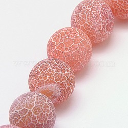Chapelets de perles en agate naturelle craquelée, teinte, ronde, Grade a, rouge indien, 4mm, Trou: 0.8mm, Environ 93 pcs/chapelet, 15 pouce