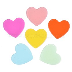 Полупрозрачные подвески из ацетата целлюлозы (смолы), ровный цвет, сердце, разноцветные, 38x41x2 мм, отверстие : 1.4 мм
