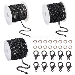 PH PandaHall 36 Feet Curb Chain Link, 2/3/5mm Twisted Chain Links Black Metal Craft Chain with 100pcs 4mm 21 Gauge Open Jump Rings 20pcs Lobster Claw Clasps for DIY Necklaces Bracelets Jewelry Making