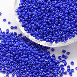 6/0 Glasperlen, Klasse A, Runde, Deckfarben, Blau, 3.6~4.0 mm, Bohrung: 1.2 mm, ca. 5000 Stk. / Pfund