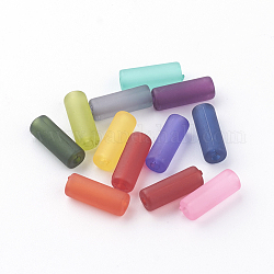 Transparente Acryl Perlen, matt, Kolumne, Mischfarbe, 13x5 mm, Bohrung: 1.5 mm