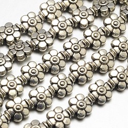 Stile tibetano fili perline lega del fiore,  piombo & cadmio & nichel libero, argento antico, 9x8x5mm, Foro: 1.5 mm, circa 23pcs/filo, 8 pollice