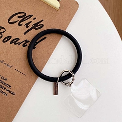 Boucle de sangle de cordon de téléphone en silicone, lanière de poignet avec porte-clés en plastique et alliage, noir, 8.8 cm