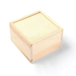 木製収納ボックス  ジュエリーボックス用  引っ張りタイプの正方形  パパイヤホイップ  12x8cm