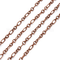 Iron Mother-Son Chain, Unwelded,  Red Copper Color, with Spool, Size: Mother Chain: about 9mm long, 5mm wide, 0.8mm thick, Son Chain: about 5mm long, 4mm wide, 0.8mm thick, about 328.08 Feet(100m)/roll