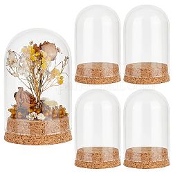 Pandahall Elite 4 Sets transparente Glaskuppelgläser mit Cloche-Vitrinen, mit Korkfüßen, für Pflanzen, Lebensmittel, Kerzen Off Home Decor, Bogen, Transparent, Fertigprodukt: 60x99mm