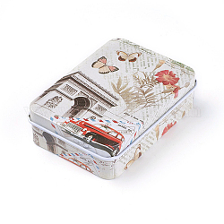 Mini Cute Tinplate Storage Box, Jewelry Box, Candy Box, Rectangle with Triumphal Arch Pattern, Colorful, 9.5x6.9x2.6cm