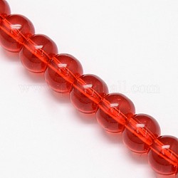 Crystal Glass Round Beads Strands, Crimson, 8mm, Hole: 1mm, about 54pcs/strand, 15.7 inch