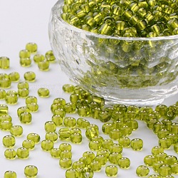6/0 Glass Seed Beads, Silver Lined Round Hole, Round, Yellow Green, 6/0, 4mm, Hole: 1.5mm, about 500pcs/50g, 50g/bag, 18bags/2pounds
