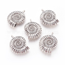 Tibetan Style Pendants, Nautilus Shell, Cadmium Free & Nickel Free & Lead Free, Antique Silver, 37x27x7mm