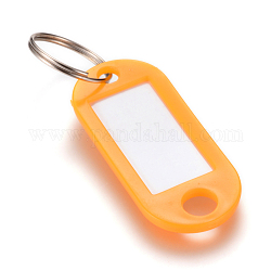 Porte-badge en plastique avec bagues en fer, Porte-étiquette, ovale, orange foncé, 50.5x22x2.5mm, Trou: 7mm