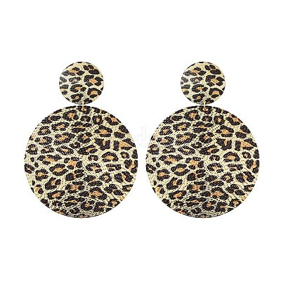 Серьги-гвоздики из сплава с леопардовым принтом EJEW-K304-01C-G-1