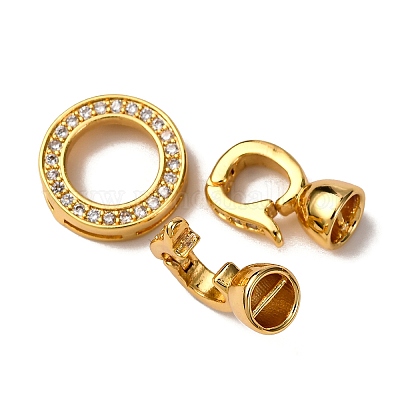 Кольцо латунное микропаве прозрачный кубический цирконий застежки-защелки KK-Z121-22G-01-1