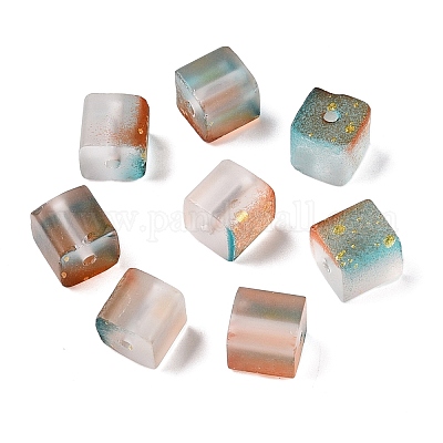 Матовые стеклянные бусины с золотистой блестящей пудрой DGLA-NH001-8mm-01F-1