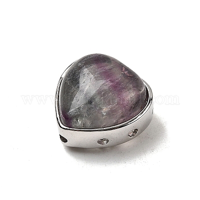 Латунные многорядные звенья из натурального флюорита в форме сердца G-B149-13P-04-1