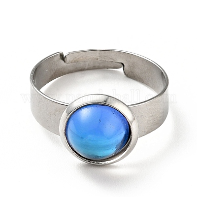 Плоское круглое регулируемое кольцо из стекла k9 RJEW-G253-01C-P-1