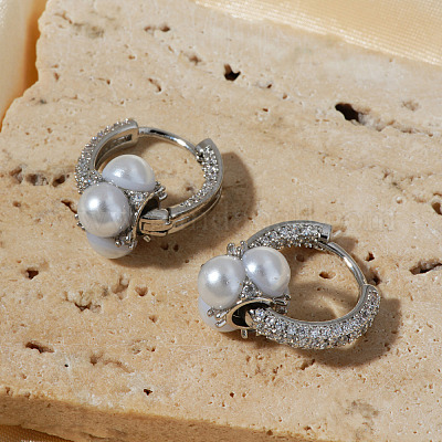 Квадратные серьги-кольца с имитацией жемчуга из латуни ZE1416-2-1