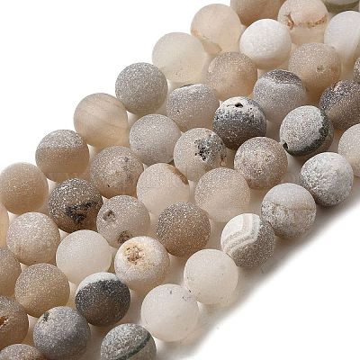 Natürliche druzy Achat Perlen Stränge&nbsp;G-Z098-A01-8mm-1