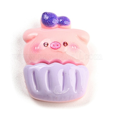 Cabochons en résine opaque thème cochon&nbsp;RESI-C042-03F-1