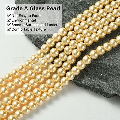 Круглые бусины из экологически чистого окрашенного стекла с жемчугом X-HY-A002-6mm-RB072-1