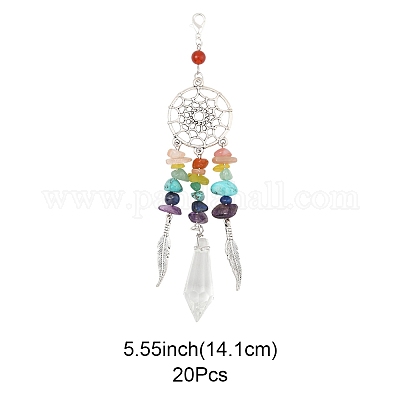 Чакра натуральные и синтетические драгоценные камни и сплавы подвесные украшения HJEW-FS00024-1