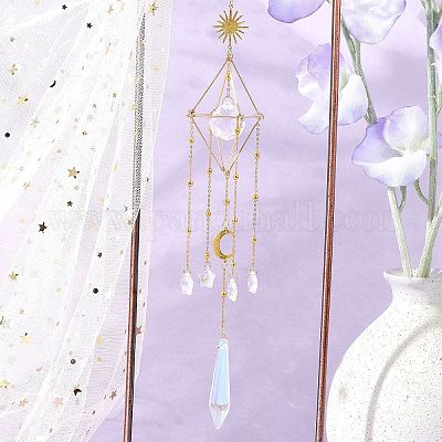 Латунные ромбические подвесные украшения для солнца HJEW-JM01872-1