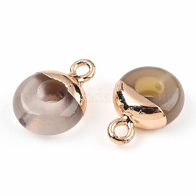 Плоские круглые/пончиковые подвески из натурального агата с венами дракона G-I347-15-1