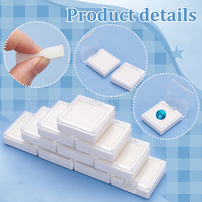 Квадратная акриловая коробка для хранения бриллиантов с губкой CON-WH0095-96-1