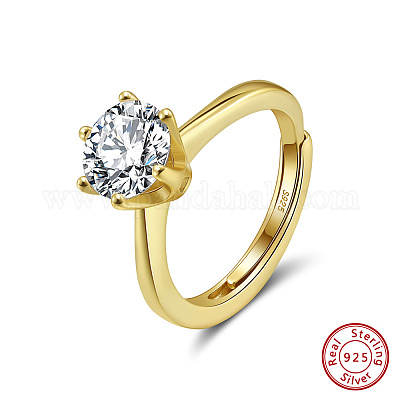 925 кольцо из стерлингового серебра с прозрачным кубическим цирконием в микропаве RJEW-G358-02G-1