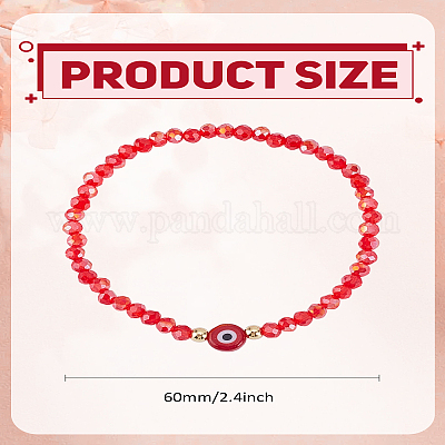 1шт. браслеты-растяжки из стеклянных бусин и лампворка от сглаза&nbsp;BJEW-LP0004-13E-1