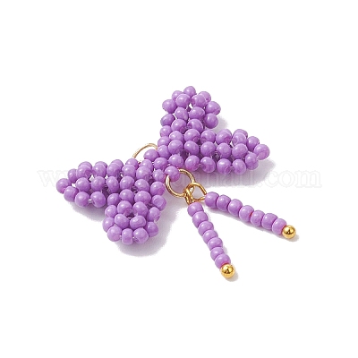 Подвески-бантики из стеклянных бус PALLOY-MZ01055-05-1