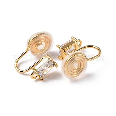 Фурнитура для ушей из латуни с микропаве из кубического циркония KK-F898-15A-G-1