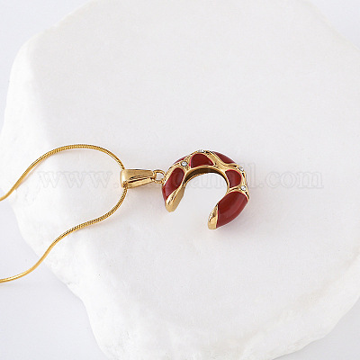 3 шт. С-образные подвески из нержавеющей стали с темно-красной эмалью для женщин KS7692-1