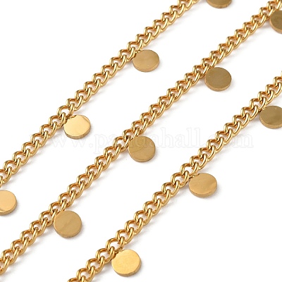 Цепи панцирного крепления из нержавеющей стали 304 с плоским круглым шармом CHS-F020-03G-01-1