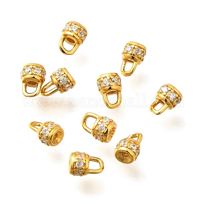 925 серебряный наконечник для шнура с микропаве из прозрачного кубического циркония STER-B006-01G-1