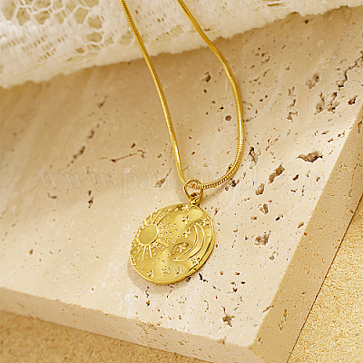 Ожерелья с подвесками «Луна и солнце» из нержавеющей стали 304 XK8598-1-1