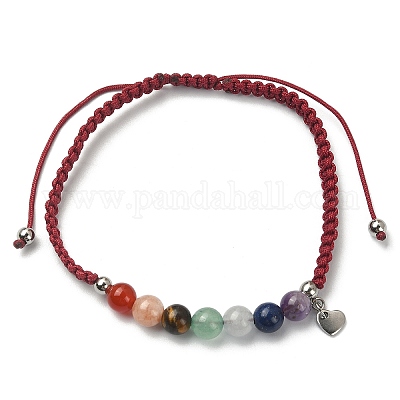 Браслет из нержавеющей стали с подвеской в виде сердца BJEW-JB09505-1