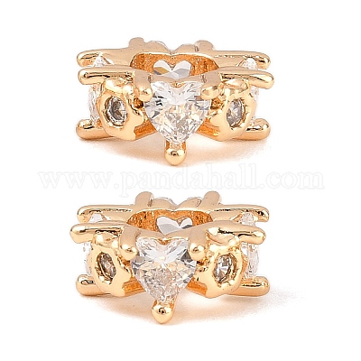 Латунные микро проложить кубического циркония бусы KK-K407-41G-1