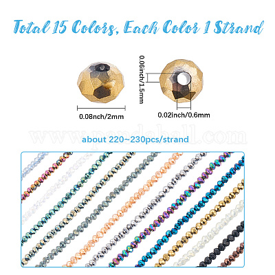 15 стиль 15 цвета гальванизированные стеклянные бусины нити EGLA-LT0001-05-1