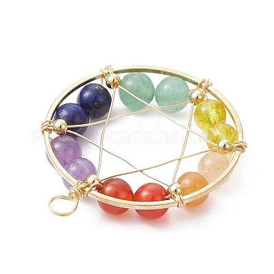 Подвески из медной проволоки с драгоценными камнями PALLOY-JF02304-01-1