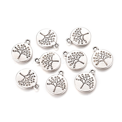 Плоские круглые с подвесками из сплава дерева тибетском стиле TIBEP-R338-10AS-NR-1