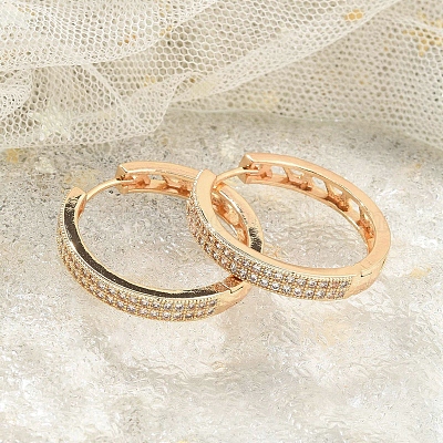 Серьги-кольца из латуни с прозрачным кубическим цирконием EJEW-M090-01G-06-1