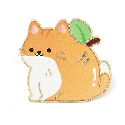 В форме кошки с оранжевыми эмалевыми булавками JEWB-I052-02G-03-1