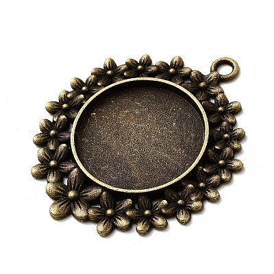 Старинные тибетском стиле сплава сеттинги ободок цветок кулон кабошон X-TIBEP-M018-65AB-NF-1