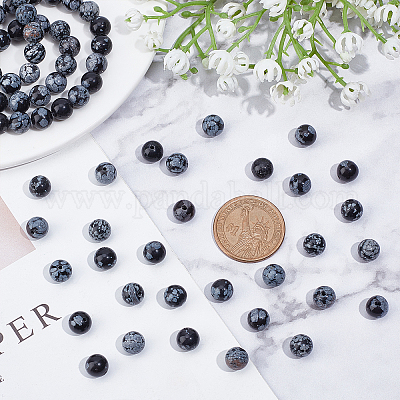 Природные снежинка обсидиан бисер нитей G-AR0002-97-1