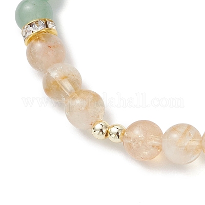 Браслеты из натуральных зелёных бусин авантюрина BJEW-JB12229-01-1