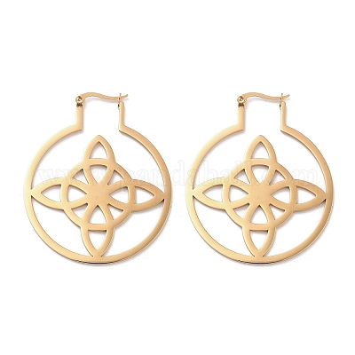 Серьги-кольца из нержавеющей стали 304 EJEW-P271-02C-G-1