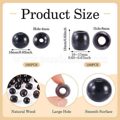 200 шт. 2-х видов окрашенных бусин из натурального кленового дерева WOOD-TA0002-80-1